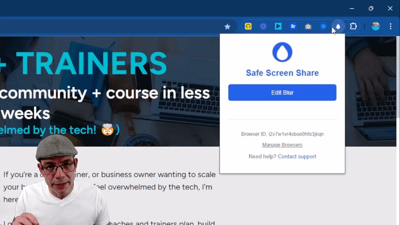 Accessing Safe Screen Share in the browser