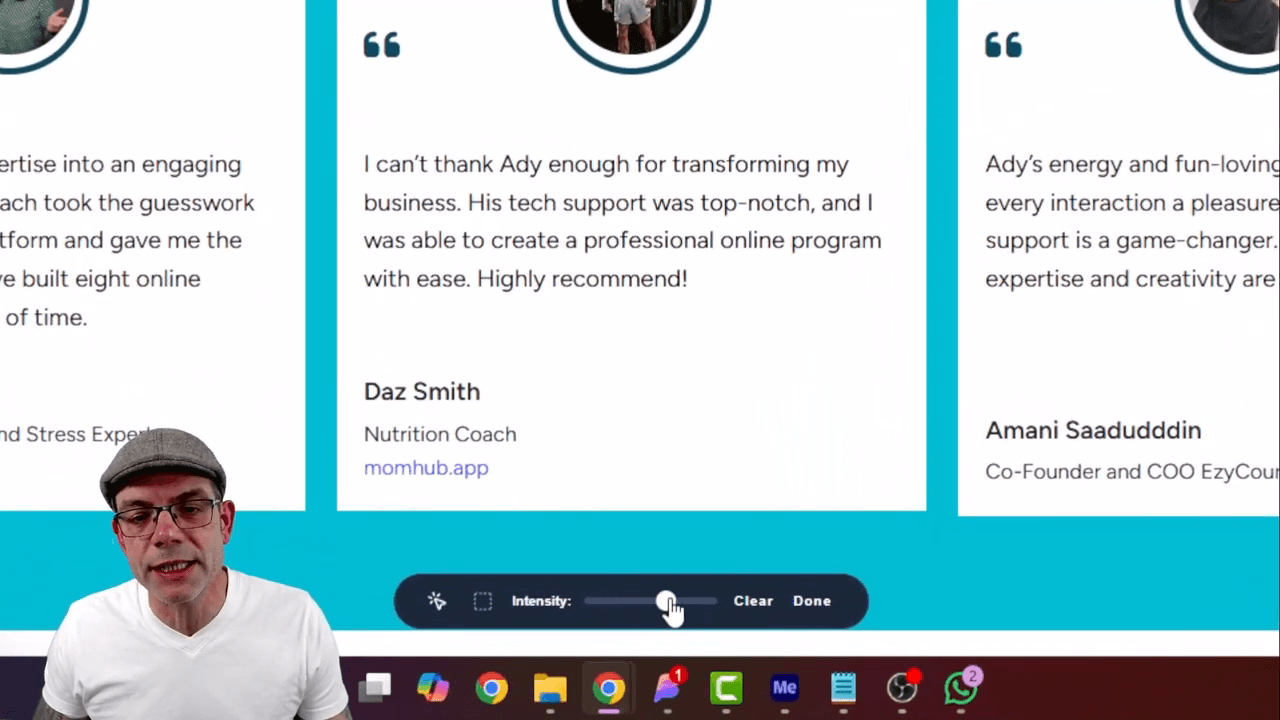 Adjusting blur intensity with the slider
