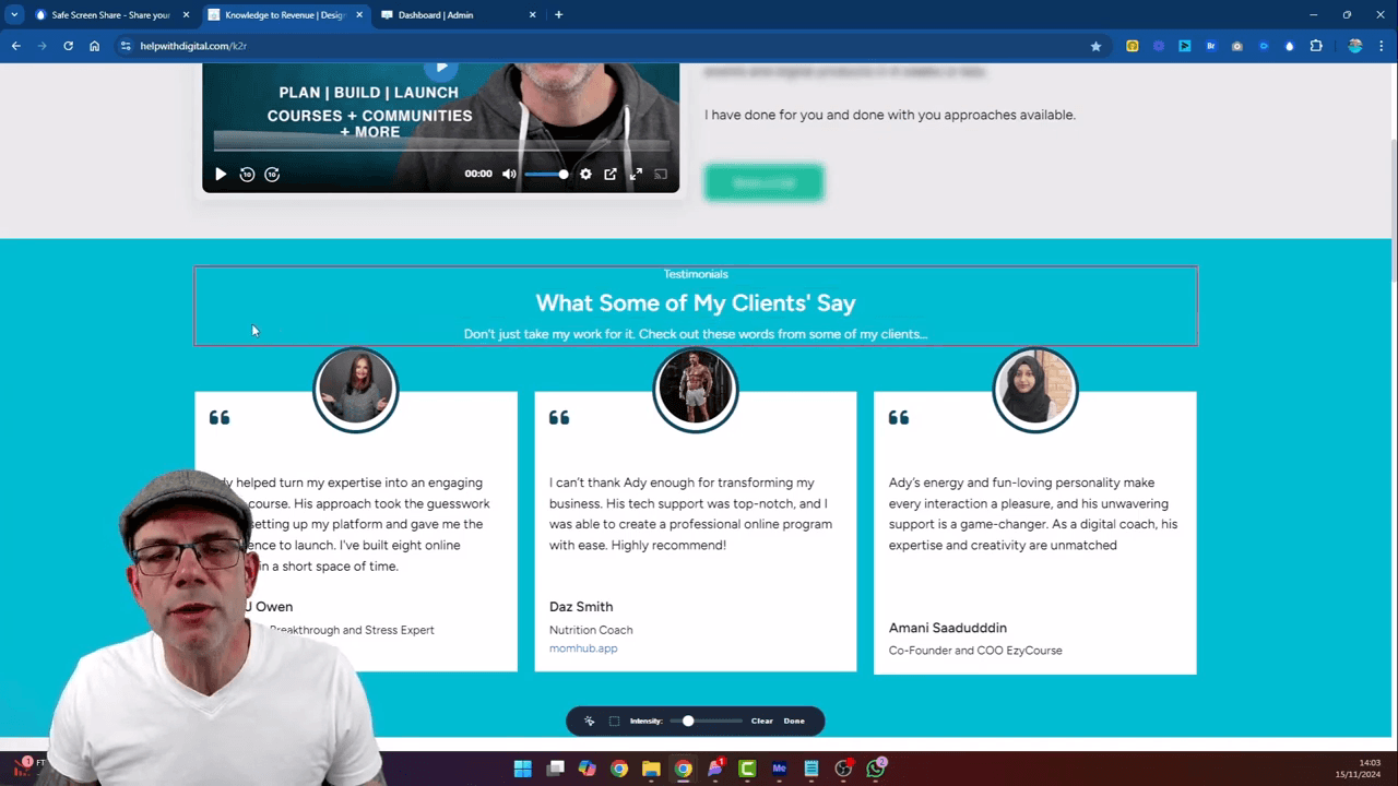 Using the click to blur feature
